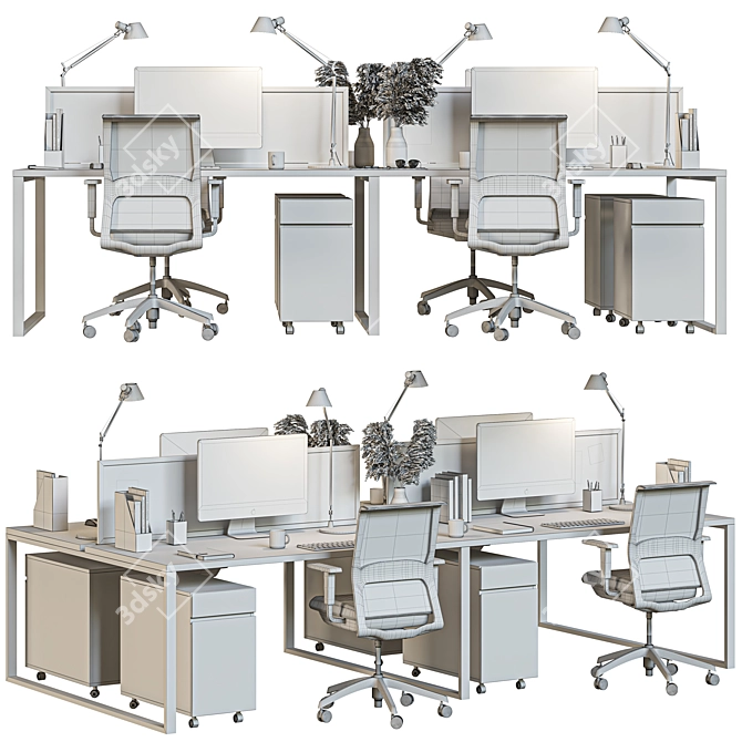 Modern Office Furniture Set 3D model image 6