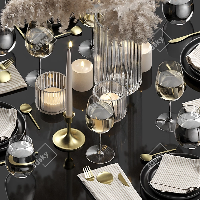 Elegant Dining Essentials Set 3D model image 3