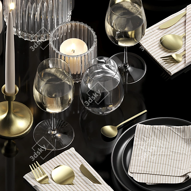 Elegant Dining Essentials Set 3D model image 4