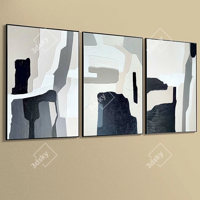 Abstract Paintings Set 3-Piece Frames 3D model image 4