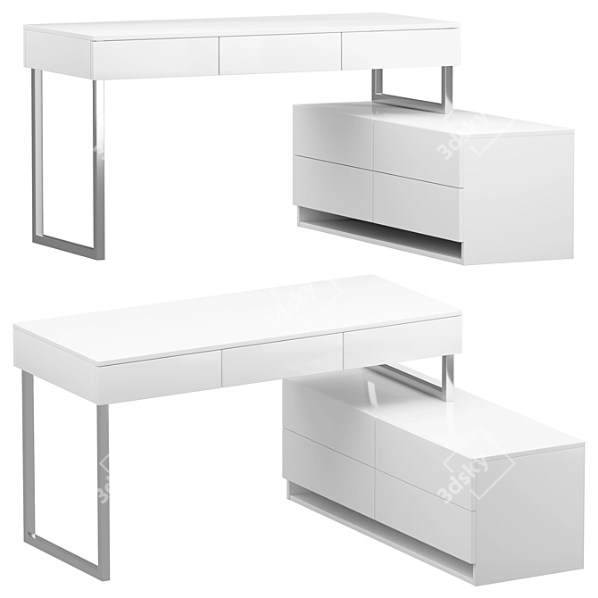 Dresden Writing Desk White Chrome 3D model image 1