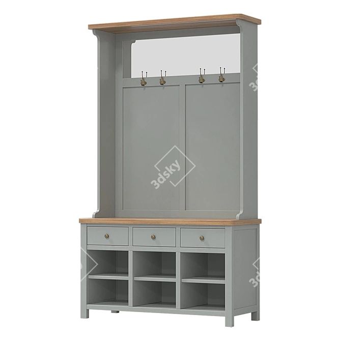 Birch Hallway with Iron Accents 3D model image 1