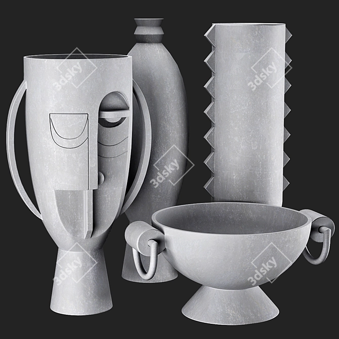 Modern Stylish Er Vases Set 3D model image 3