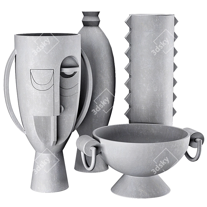 Modern Stylish Er Vases Set 3D model image 8