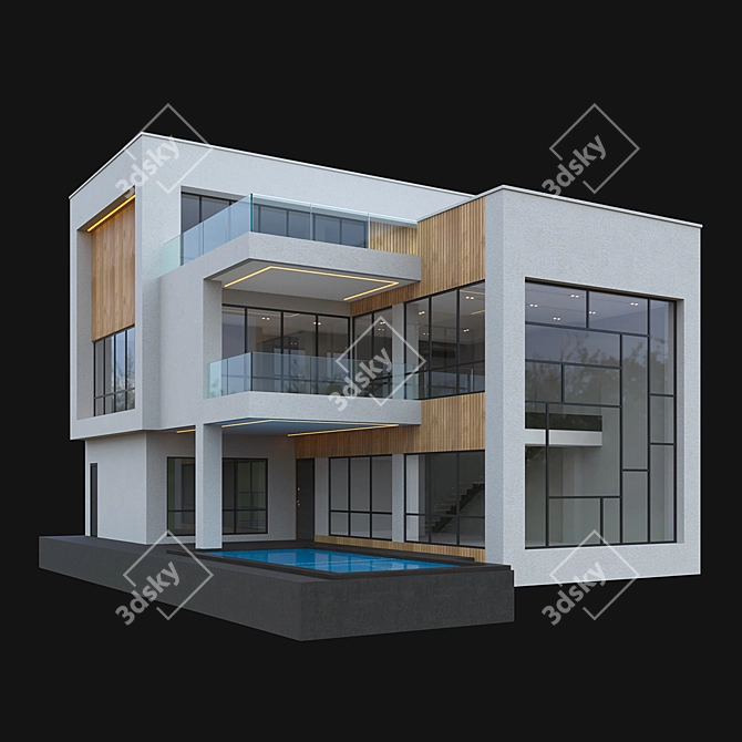 Elegant Modern Villa 01 - 3D Model 3D model image 2