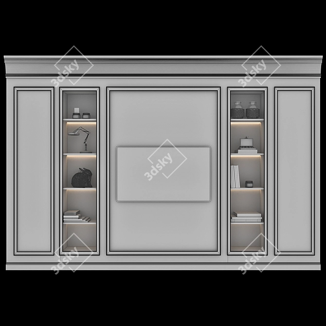 Minimalist TV Wall Set Simulation 3D model image 5