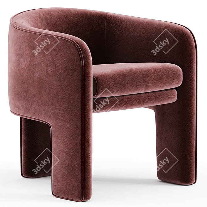 Elegant Velvet Armchair by Milo Baughman 3D model image 1