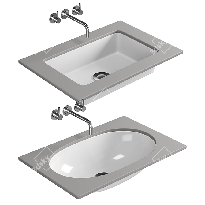 Villeroy & Boch Rectangular Undercounter Basin 3D model image 1