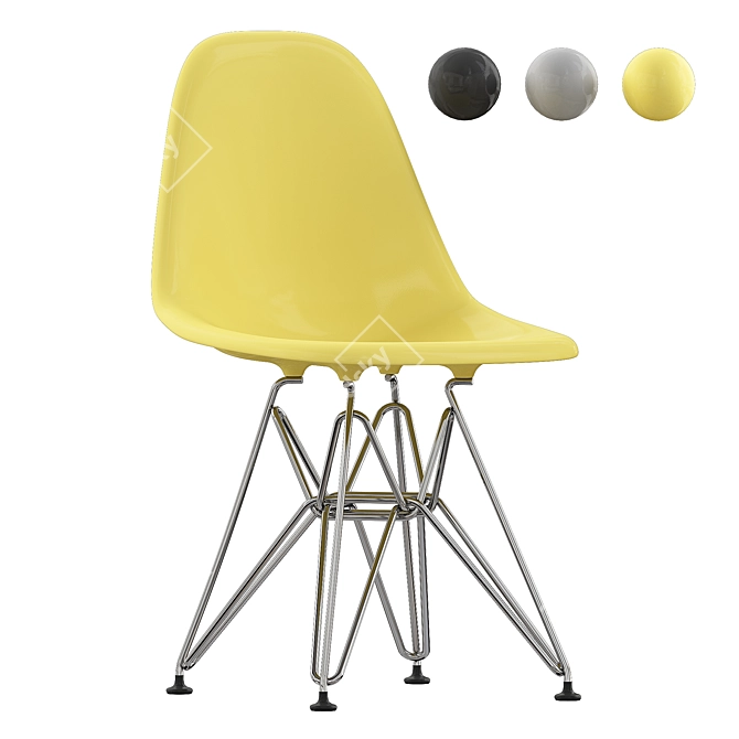 Mod Plastic Chair Yellow Eddy 3D model image 1