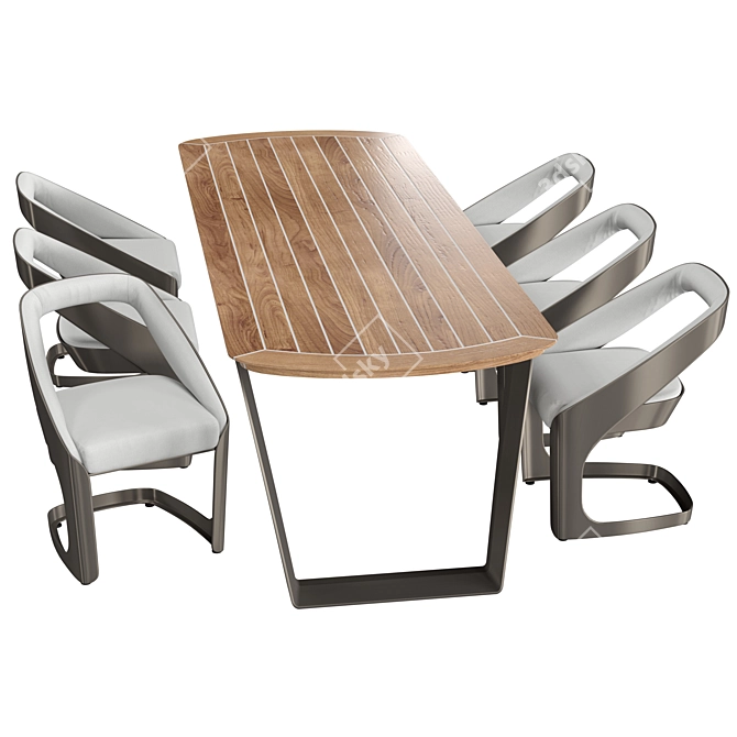 Ocean Wave Inspired Outdoor Dining 3D model image 6