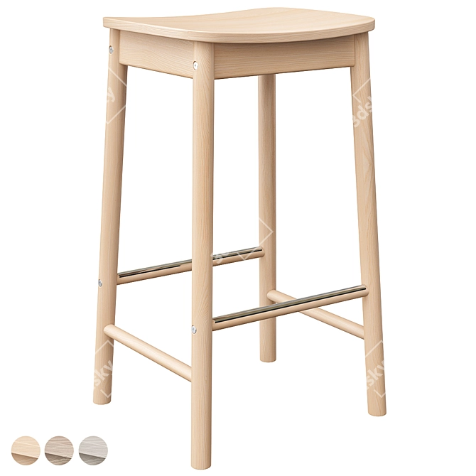 Modern Birch Bar Stool 3D model image 1