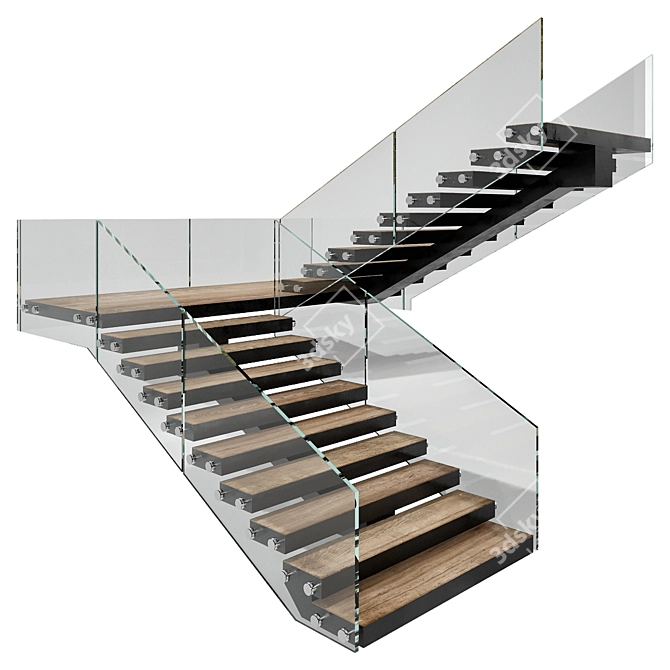 Contemporary Staircase Model 6 3D model image 2