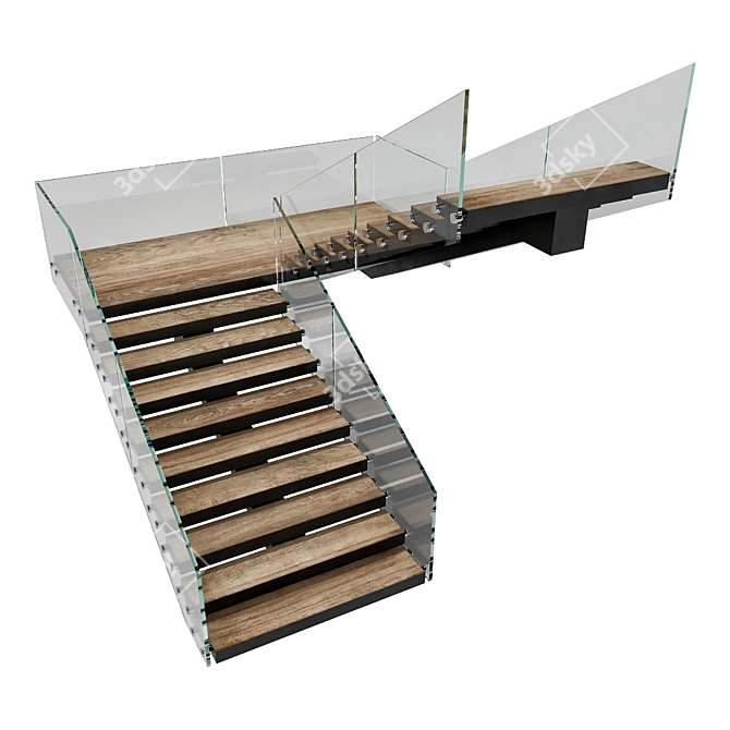 Contemporary Staircase Model 6 3D model image 3