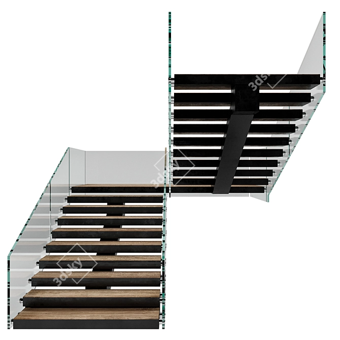 Contemporary Staircase Model 6 3D model image 4