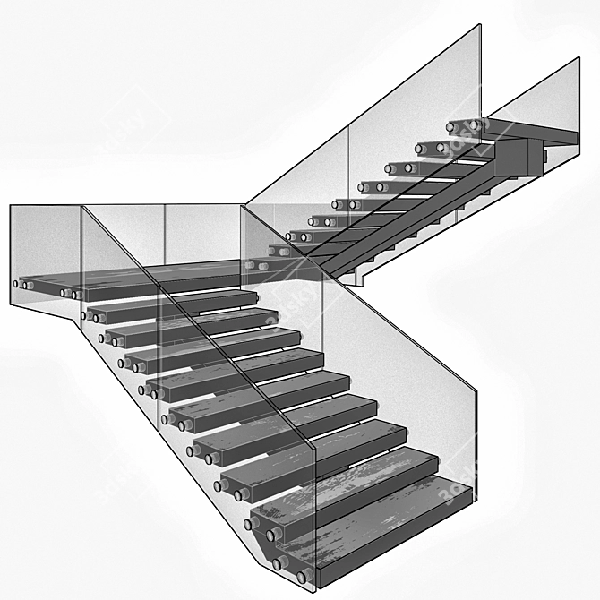 Contemporary Staircase Model 6 3D model image 6