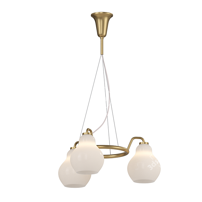 Designer Chandelier with White Glass Shades 3D model image 1