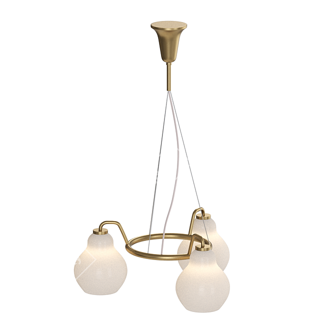 Designer Chandelier with White Glass Shades 3D model image 2