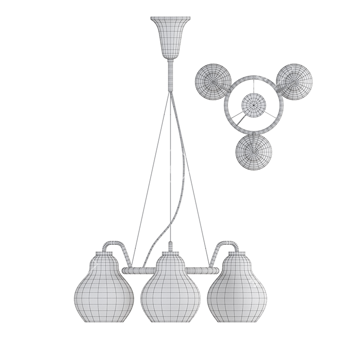 Designer Chandelier with White Glass Shades 3D model image 3