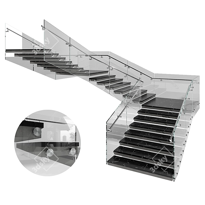 Contemporary Staircase Model FBX Plugin-Free 3D model image 1