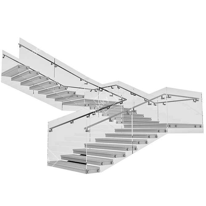 Contemporary Staircase Model FBX Plugin-Free 3D model image 7