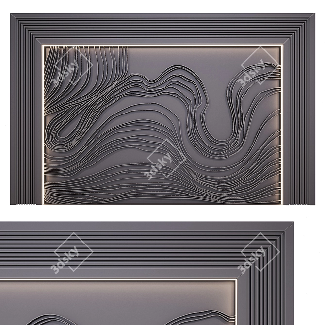 Wave Composition Metal Wall Art 3D model image 6