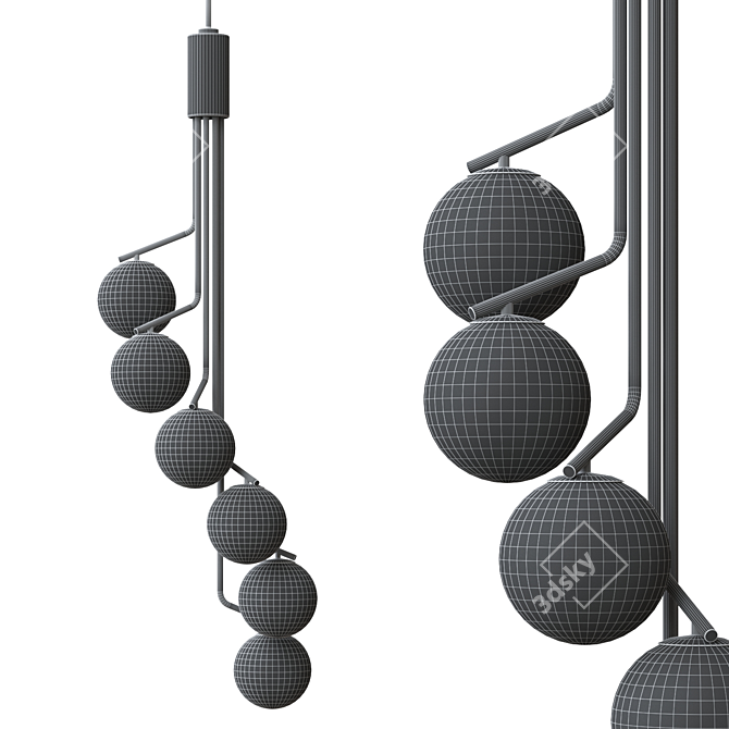 Milky Spherical Shades Ceiling Luminaire 3D model image 2