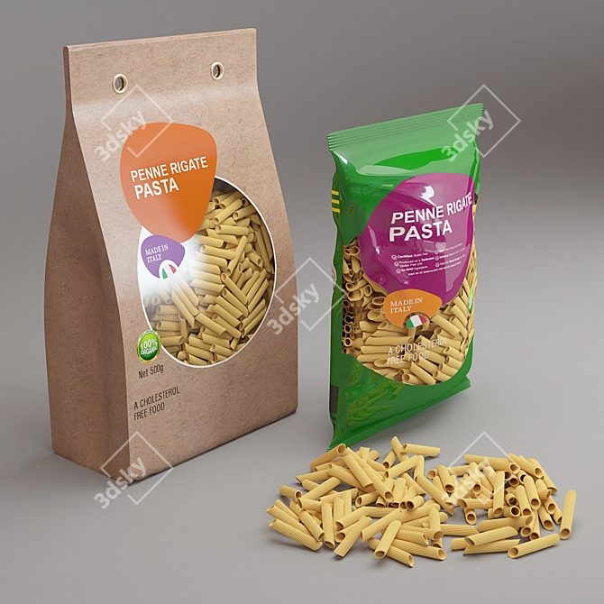 Vibrant Penne Pasta Packets Kit 3D model image 7