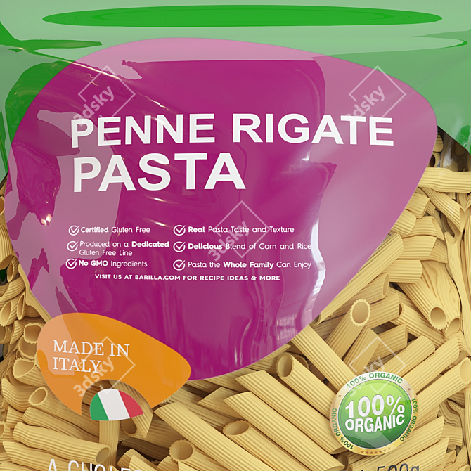 Vibrant Penne Pasta Packets Kit 3D model image 1