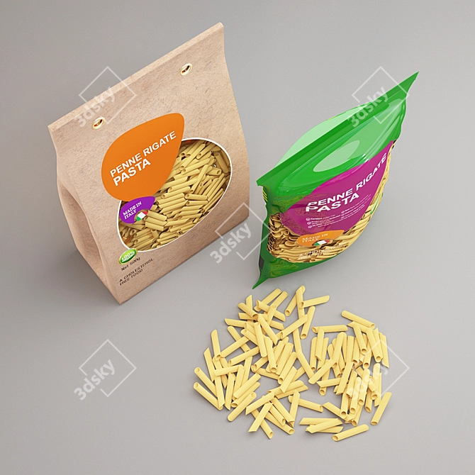 Vibrant Penne Pasta Packets Kit 3D model image 3