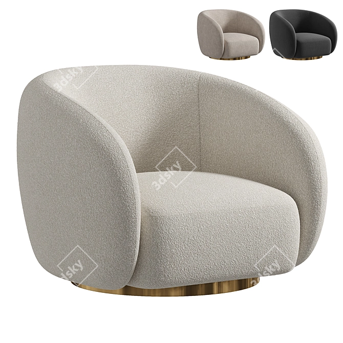 EICHHOLTZ Brice Cream Swivel Armchair 3D model image 2