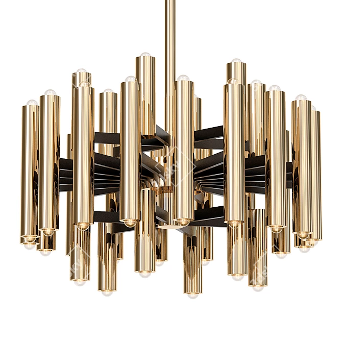 Brass Mid-Century Sciolari Chandeliers 3D model image 1