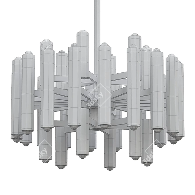 Brass Mid-Century Sciolari Chandeliers 3D model image 2