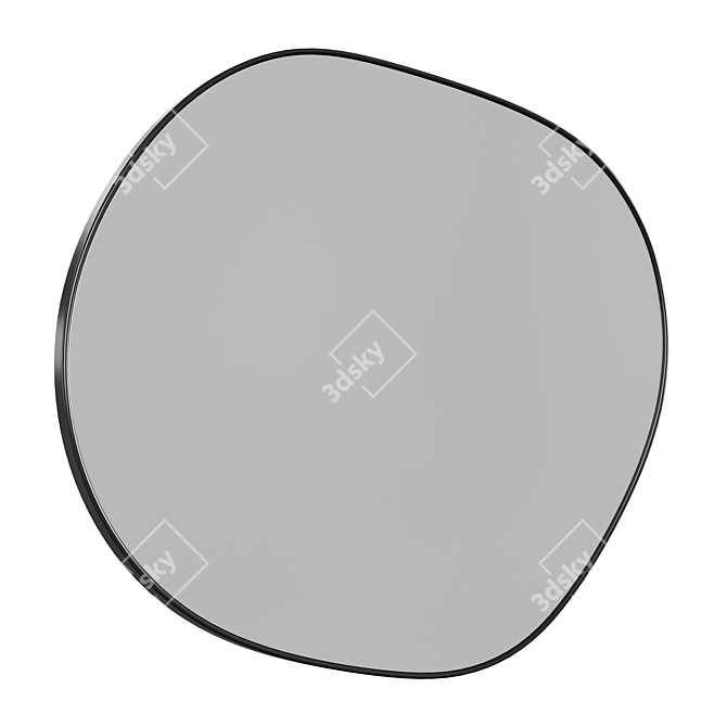 Sleek Matte Black Wall Mirror 3D model image 4