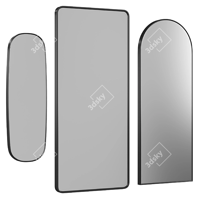 Modern Matt Black Mirrors: Arles, Emmerson, Alana 3D model image 1