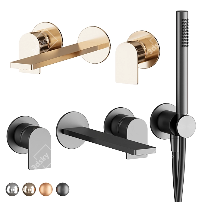 ZAZZERI Q316 Bath Mixer 3D model image 1