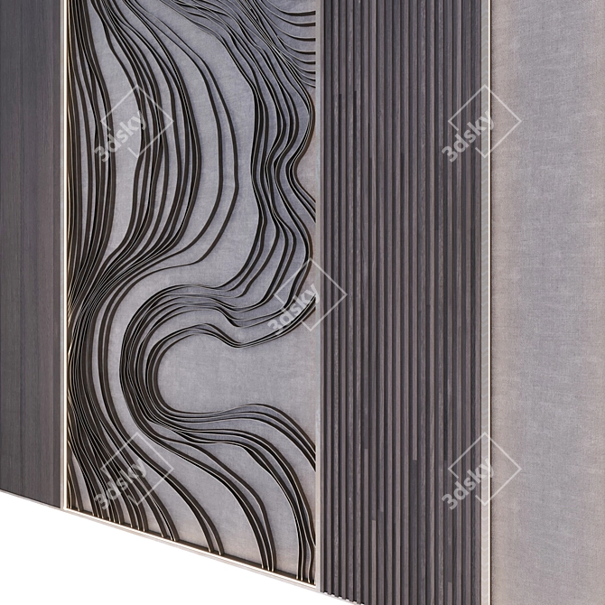 Metal Wave Decor Panel 3D model image 3