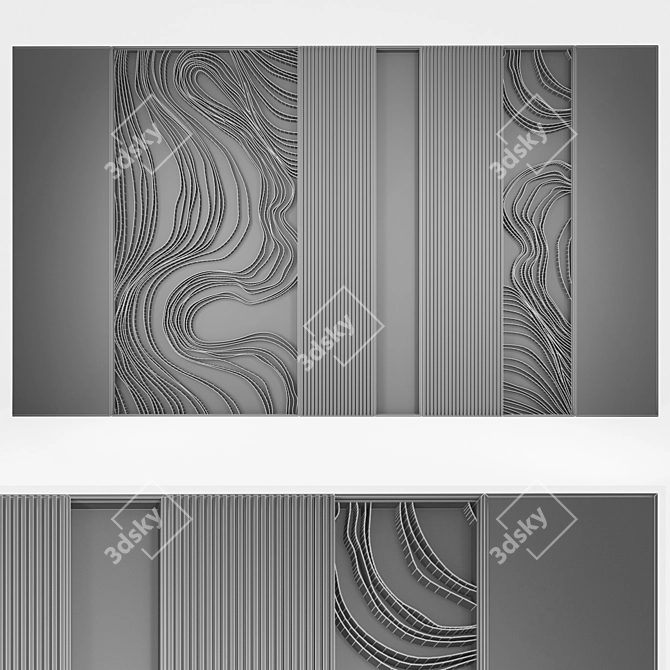 Metal Wave Decor Panel 3D model image 6