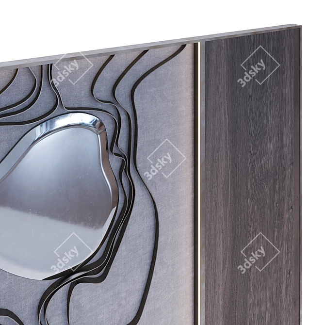 Wave Mirror Decor Panel Set 3D model image 4