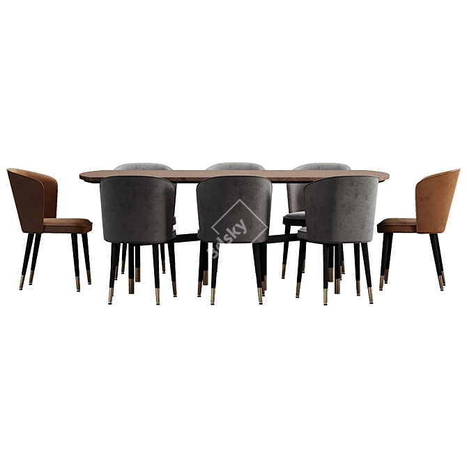 Dorian Fabric Wood Dining Set 3D model image 3