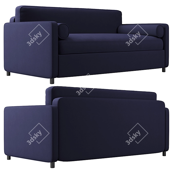 Lux Moonlight Blue Velvet Sofa 3D model image 1