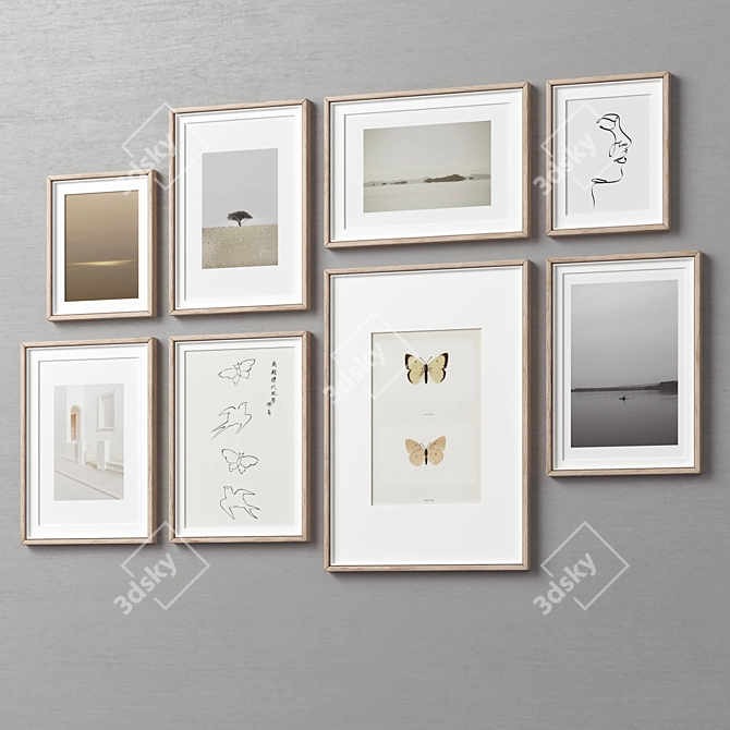 Variety Set Wooden Picture Frames 3D model image 3