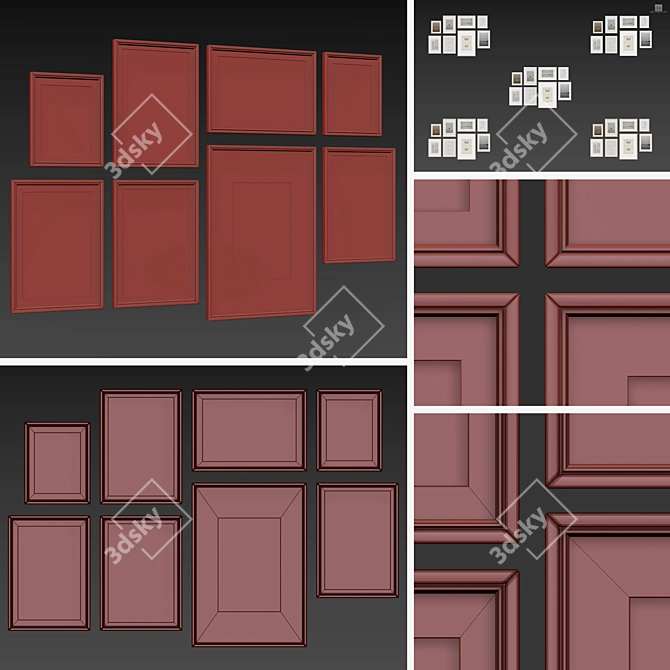 Variety Set Wooden Picture Frames 3D model image 7