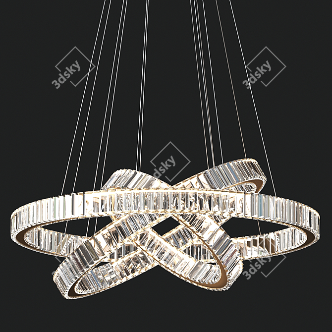 Crystal Plate LED Chandelier Set 3D model image 1