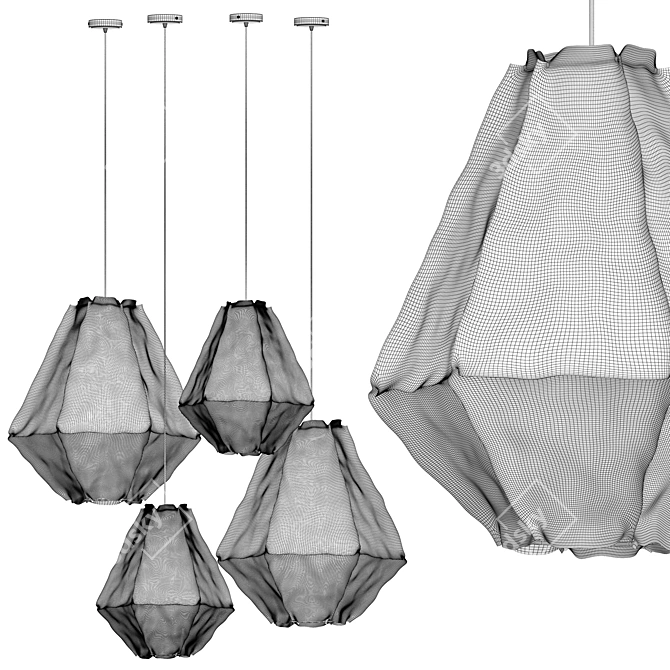 Cumulus Linen Pendant Light 3D model image 4