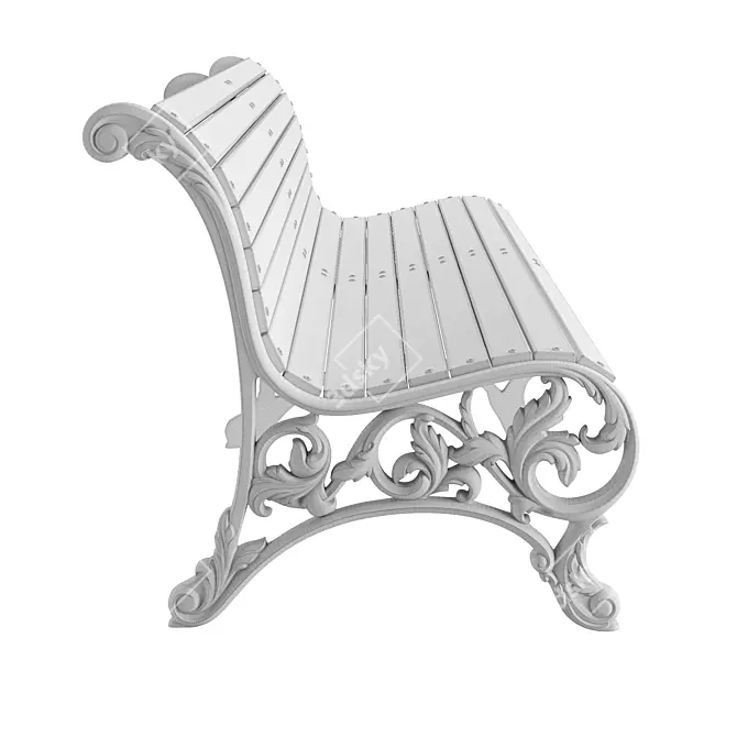 City Bench with Ornamental Details 3D model image 7