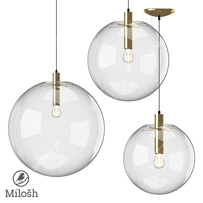 MILOSH TENDENCE Pendant Light Trio 3D model image 1