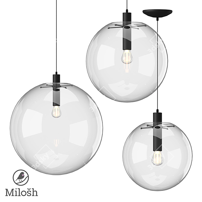 MILOSH TENDENCE Pendant Light Trio 3D model image 3