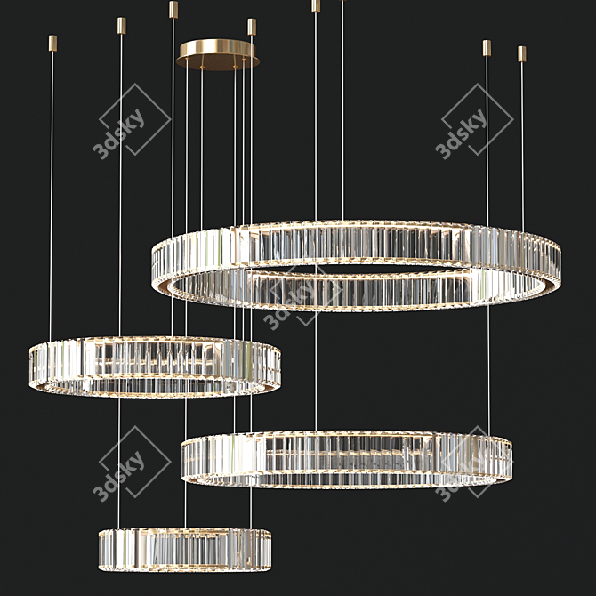 Contemporary Bertolda 4 Rings Pendant 3D model image 1