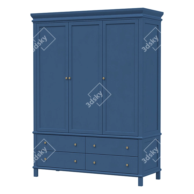 Jules Verne Three-Door Birch and Ash Wardrobe 3D model image 2