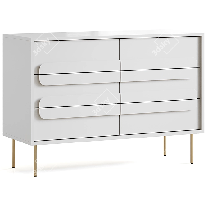 Gemini 6-Drawer Dresser in Walnut 3D model image 2